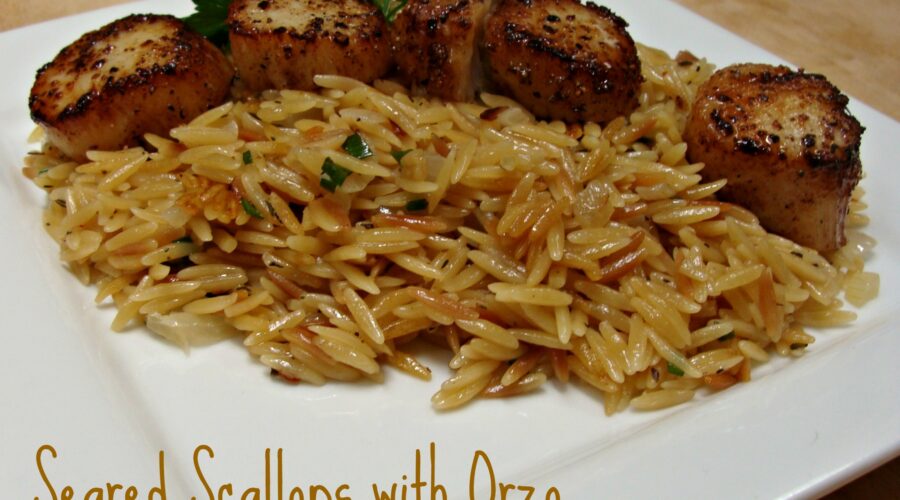 Pan Seared Scallops with Lemon Champagne Orzo Recipe