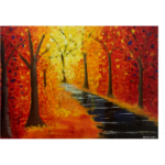 Fall Walk Greeting Card Original Art Acrylic Painting Reproduction