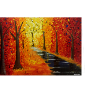 Fall Walk Greeting Card Original Art Acrylic Painting Reproduction